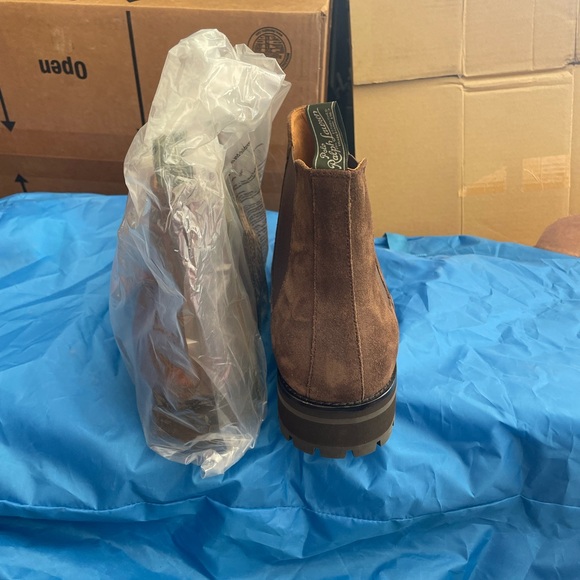 Polo Ralph Lauren Brown Suede Chelsea Boots, Mens Size 15 New - Picture 2 of 6